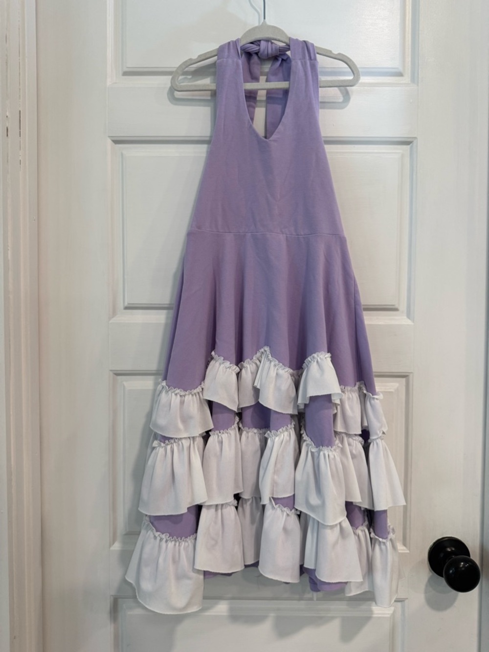 Oopsie Daisy Girls Lavender Ruffle Maxi Dress Halter Tiered Size 3